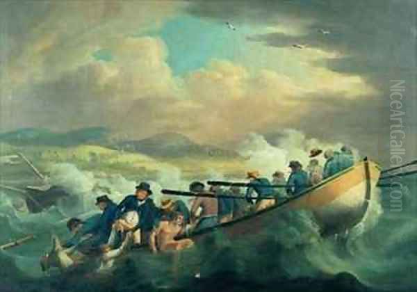 Survivors from a shipwreck off the Isle of Wight being rescued by the crew of HMS Juno - view 1