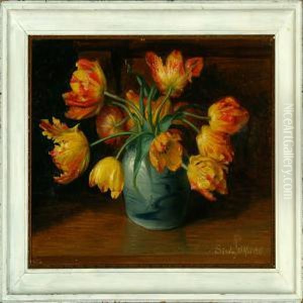 Orange Tulips In A Vase - view 1