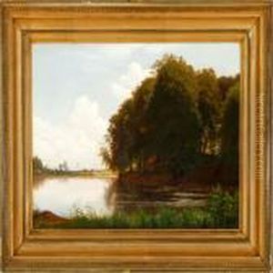 Danish Summer Landscape With Trees At A Canal Danish Summer Landscape With Trees At A Canal