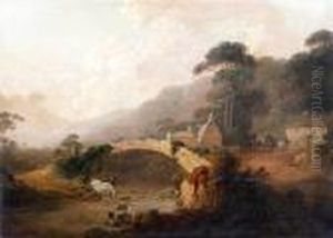 Rydal Bridge, With Cattle Watering To The Foreground
