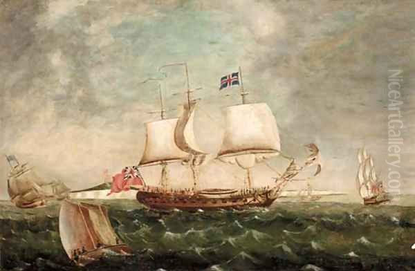 A British frigate in two positions in the Channel off Dover - view 1