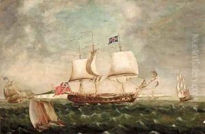 A British frigate in two positions in the Channel off Dover by Robert Dodd
