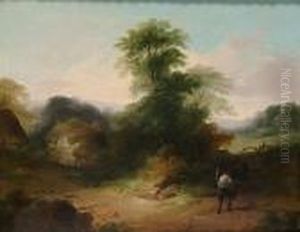 Country Landscape With A Figure In The Foreground