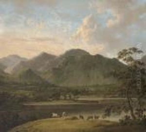 View Of Coniston And Weatherlam,
 With Cattle In The Foreground, Andconiston Old Hall Beyond