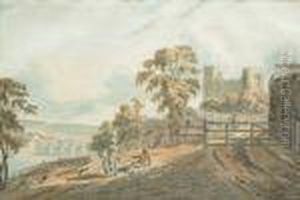 View Of Rochester,kent, With Figures