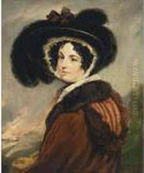 Portrait Of A Lady With A Hat, Said To Be Mrs Opie - view 1
