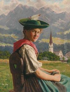 Junges Madchen In Tracht by Emil Rau