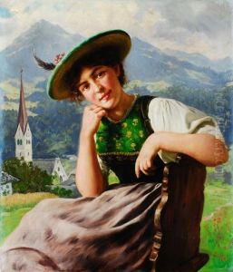 Junges Madchen In Tracht by Emil Rau