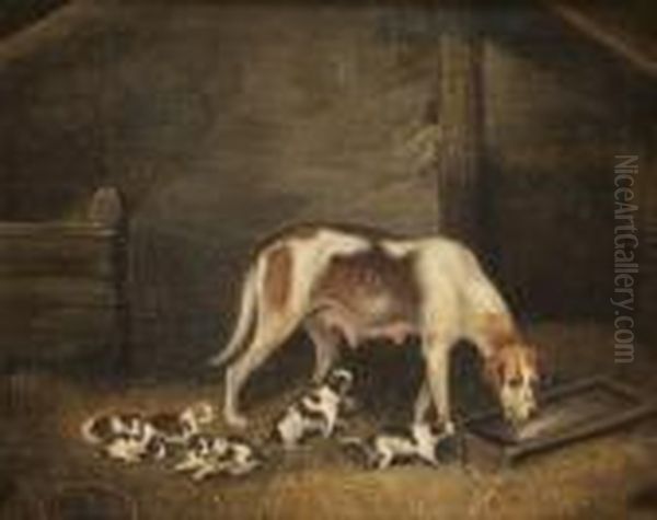 A Bitch With Puppies In A Stable - view 1