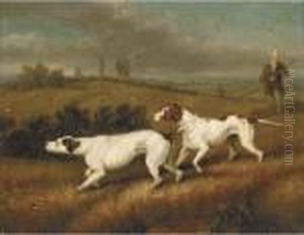 A Huntsman With Two Gundogs; And A Gundog In Heather - view 1