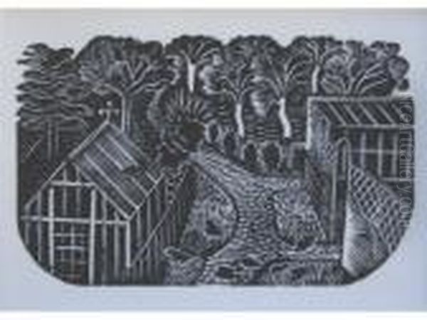 Plates From The St. Bride Notebook: Church; Cockerel; Garden Path;winter Trees; Faggots by Eric Ravilious