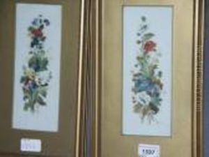 A Pair, Still Life, Poppies, Pansies And Other Wild Flowers by William Henry Raworth