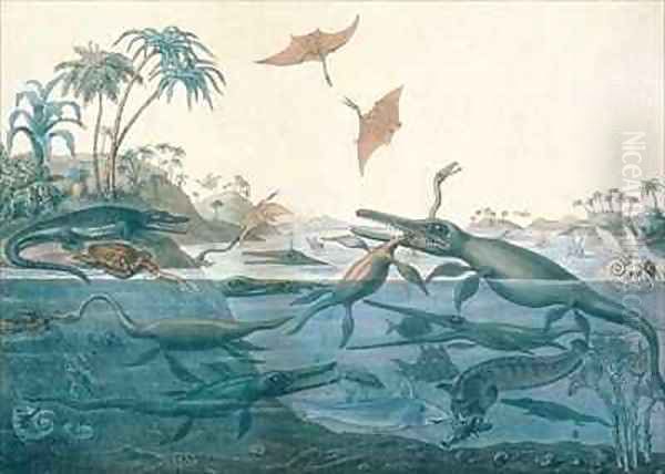 Duria antiquior Ancient Dorset depicting a imaginative reconstruction of the life of the Jurassic seas - view 1