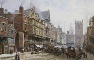 'bridge Street, Chester, Looking
North Towards The Cross And St. Peter's Church. On The Left "the Dutch
Houses"' by Louise Rayner