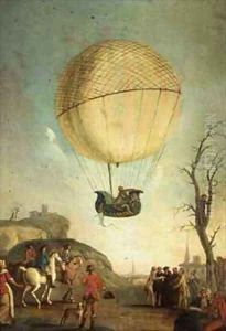 Robert re ascending at Nesle after the first flight in a hydrogen balloon by Claude Louis Desrais