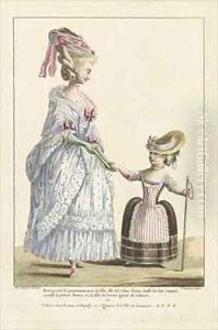 Bourgeois Woman out Walking with her Daughter by Claude Louis Desrais