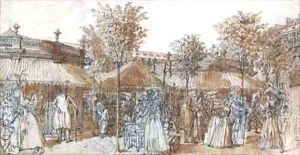 The Palais Royal Garden Walk in 1787 by Claude Louis Desrais