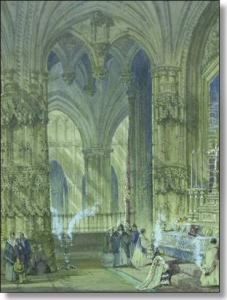 Cathedral Interior With Clergy And Other Figures Cathedral Interior With Clergy And Other Figures