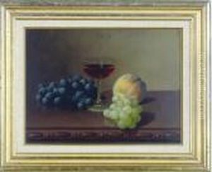 Still Life With Grapes, A Peach And A Glass Of Wine by Carducius Plantagenet Ream