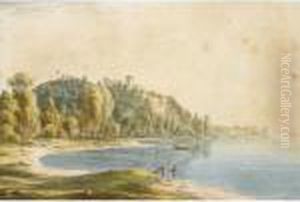 A Castle Overlooking Lake Como by Josef Rebell