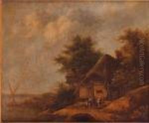 Chaumiere Au Bord Dun Lac by Josef Rebell