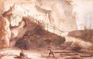 Rock Dwellings at Saumur on the Loire by Lambert Doomer