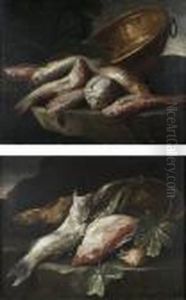 Nature Morte Aux Rougets Barbet, Dorade Et Bassine De Cuivre