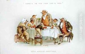 Heres to the year thats awa Victorian Christmas card by R. Dudley