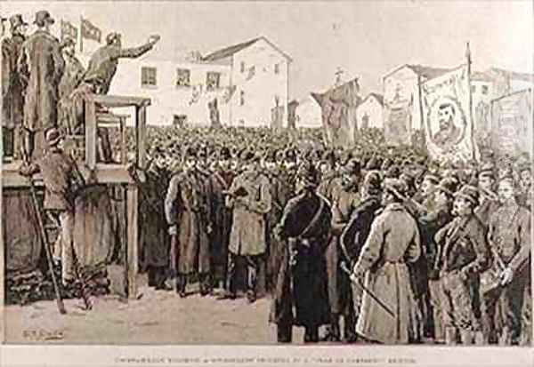 Constabulary Guarding a Government Reporter at a Plan of Campaign Meeting - view 1