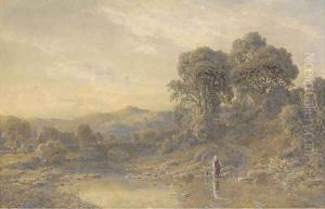 Collecting water from a Welsh river by Thomas Danby