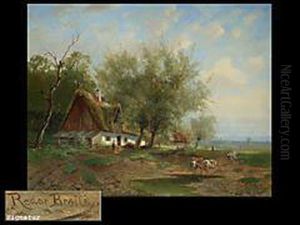 Landschaft Mit Bauernhaus by Franz Reder-Broily