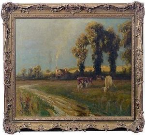 Milkmaid And Cows In A
