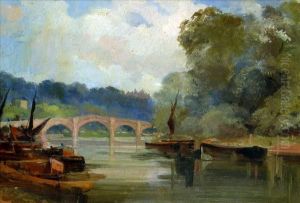 Landscape With Bridge And Moored Barges