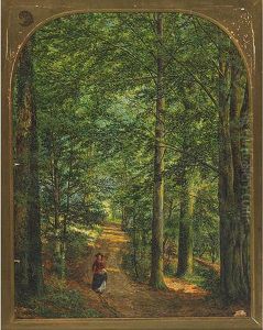 Girl On A Sunlit Woodland Path