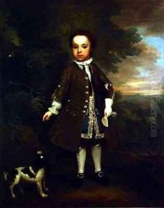 Portrait of a small boy with a spaniel and a parrot by Bartholomew Dandrige