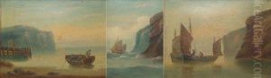 Yarmouth Fishing Boats Off A Coast by Edward King Redmore