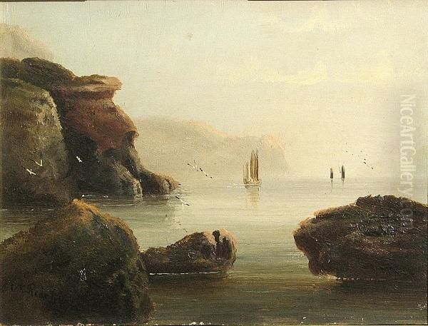 A Coastal Seascape With Boats In The Distance; Also A Companion Seascape (a Pair) - view 1