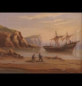 Ships Off The Coast In Rough Andcalm Seas, Signed Pair, 8 1/2" X 11", Gilt Frames by Edward King Redmore