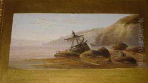 After A Storm, Coastal Scene With Wreck by Edward King Redmore