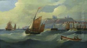 The Fishing Fleet Leaving Whitby Harbour by Edward King Redmore