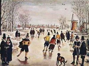 Ice Skating on the Zuidersee by Jan van Dorph