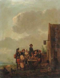 A conjuror outside an inn