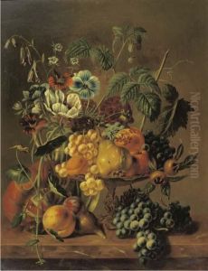 A Still Life With Various Fruit And Flowers by Johannes Jun Reekers
