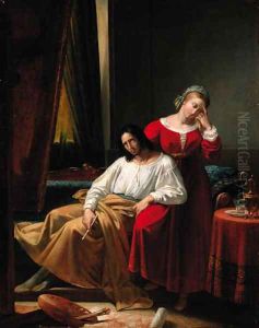 In the studio by Pierre Jerome Honore Daumet