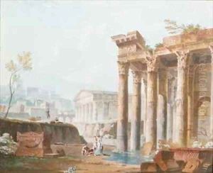 A Capriccio of Classical Ruins by Alexandre-Jean Dubois Drahonet