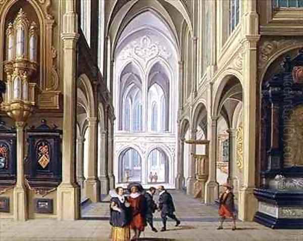 Elegant Figures in a Gothic Church - view 1