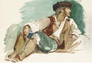A Young Spaniard Reclining, Smoking A Cigarette
