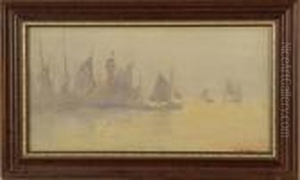 Tonalist Harbor Scene With Lighthouse - view 1