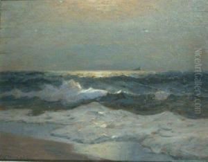 Breaking Waves Under Moonlight