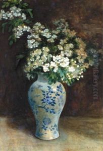 Still Life Of Hawthorn In An Oriental Vase by Archibald David Reid
